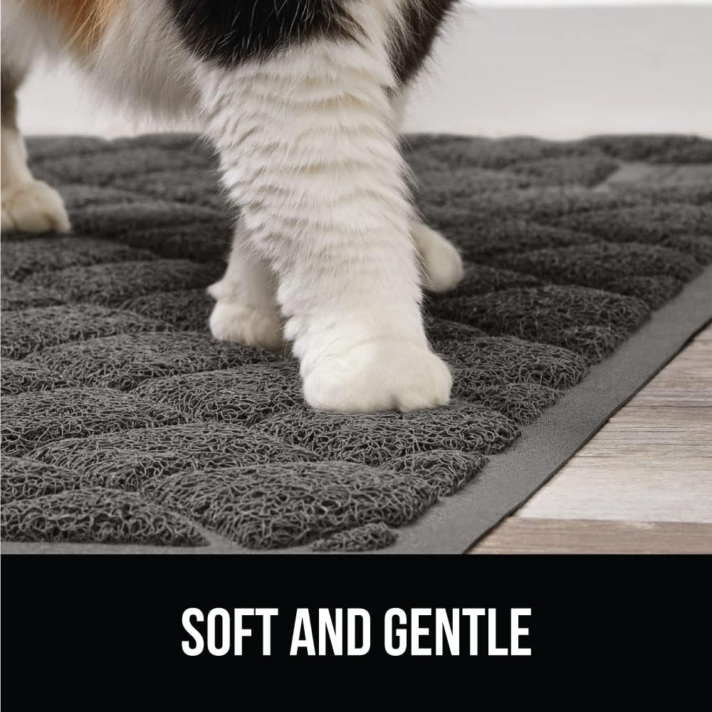 image:imageGORILLA GRIP Cat Litter Box Mat Cushioned Coil Mesh Litter Trapping Mats Scatter Control Supplies for Less Mess Phthalate Free Ultra Deep Catch Grooves Rinse or Vacuum to Clean 24x17 GrayCharcoal