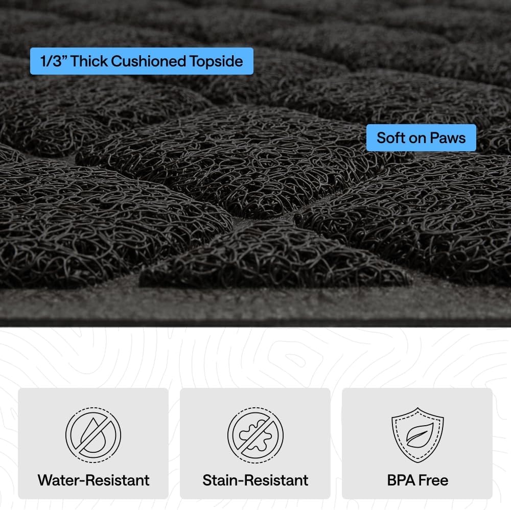 image:imageGORILLA GRIP Cat Litter Box Mat Cushioned Coil Mesh Litter Trapping Mats Scatter Control Supplies for Less Mess Phthalate Free Ultra Deep Catch Grooves Rinse or Vacuum to Clean 24x17 GrayBlack