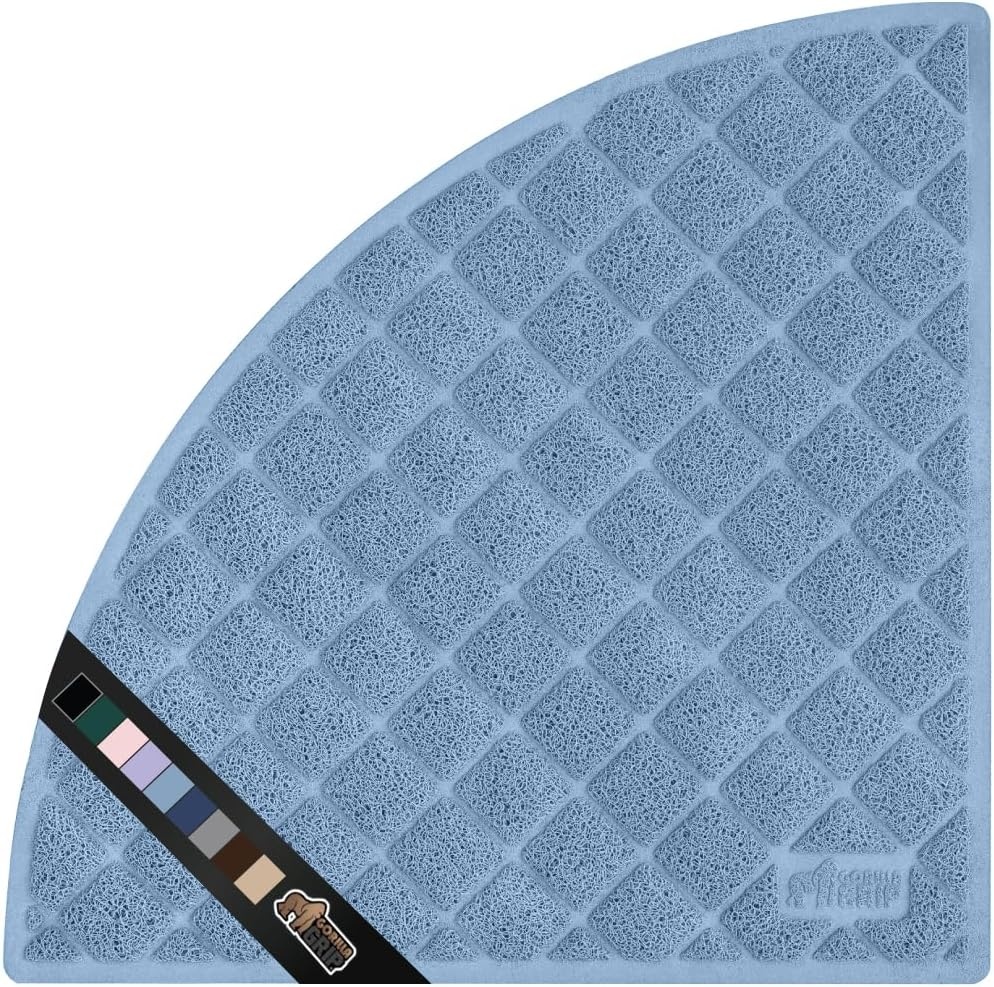 image:imageGORILLA GRIP Cat Litter Box Mat Cushioned Coil Mesh Litter Trapping Mats Scatter Control Supplies for Less Mess Phthalate Free Ultra Deep Catch Grooves Rinse or Vacuum to Clean 24x17 GrayLight Blue