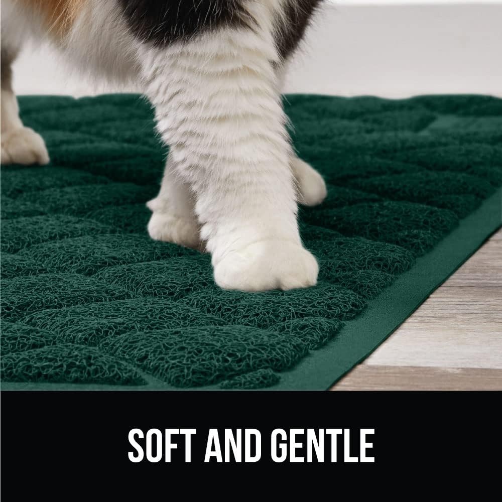 image:imageGORILLA GRIP Cat Litter Box Mat Cushioned Coil Mesh Litter Trapping Mats Scatter Control Supplies for Less Mess Phthalate Free Ultra Deep Catch Grooves Rinse or Vacuum to Clean 24x17 GrayHunter Green