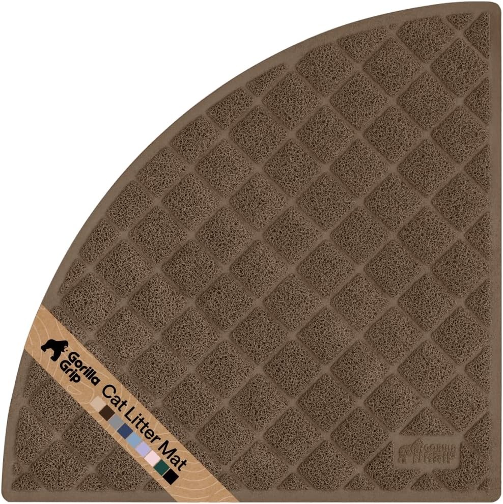 image:imageGORILLA GRIP Cat Litter Box Mat Cushioned Coil Mesh Litter Trapping Mats Scatter Control Supplies for Less Mess Phthalate Free Ultra Deep Catch Grooves Rinse or Vacuum to Clean 24x17 GrayBrown