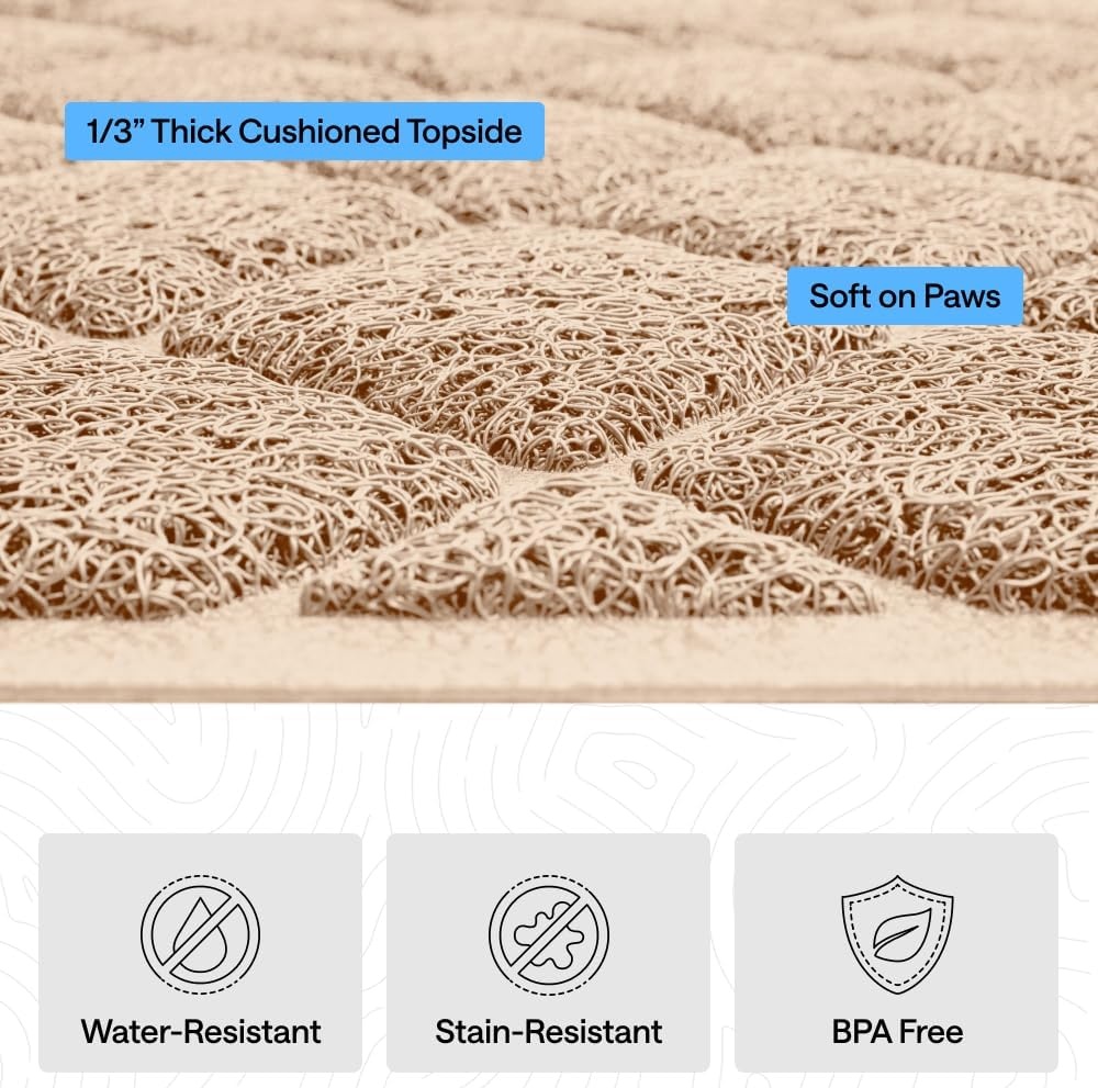 image:imageGORILLA GRIP Cat Litter Box Mat Cushioned Coil Mesh Litter Trapping Mats Scatter Control Supplies for Less Mess Phthalate Free Ultra Deep Catch Grooves Rinse or Vacuum to Clean 24x17 GrayBeige