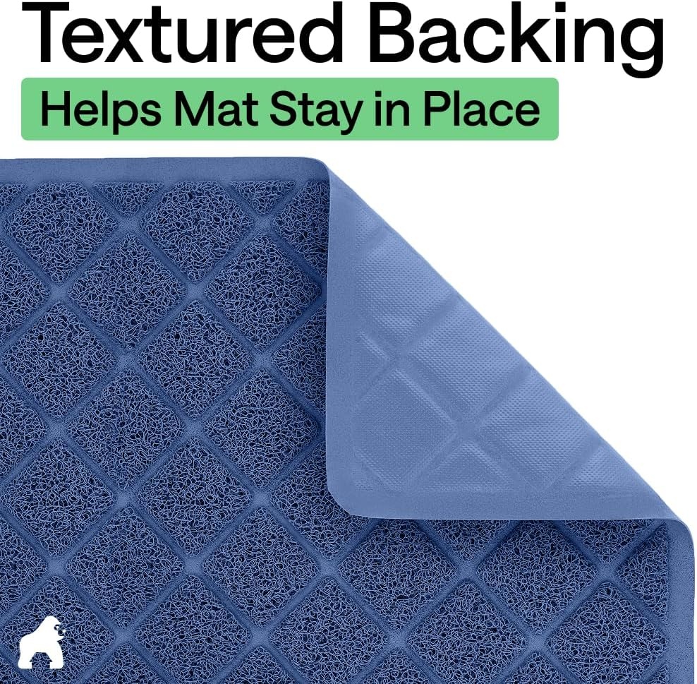 image:imageGORILLA GRIP Cat Litter Box Mat Cushioned Coil Mesh Litter Trapping Mats Scatter Control Supplies for Less Mess Phthalate Free Ultra Deep Catch Grooves Rinse or Vacuum to Clean 24x17 GrayNavy