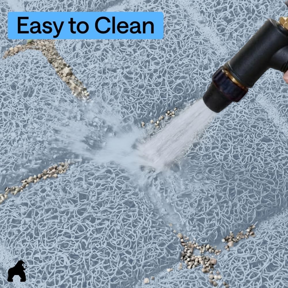 image:imageGORILLA GRIP Cat Litter Box Mat Cushioned Coil Mesh Litter Trapping Mats Scatter Control Supplies for Less Mess Phthalate Free Ultra Deep Catch Grooves Rinse or Vacuum to Clean 24x17 GrayLight Blue