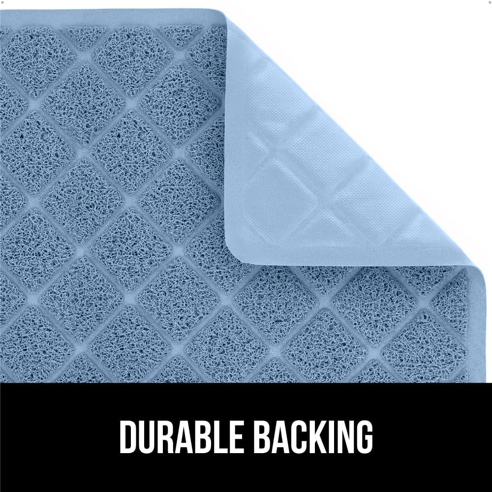 image:imageGORILLA GRIP Cat Litter Box Mat Cushioned Coil Mesh Litter Trapping Mats Scatter Control Supplies for Less Mess Phthalate Free Ultra Deep Catch Grooves Rinse or Vacuum to Clean 24x17 GrayLight Blue