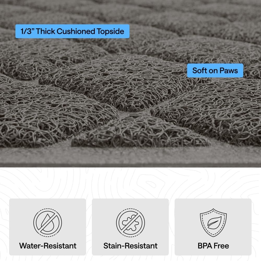image:imageGORILLA GRIP Cat Litter Box Mat Cushioned Coil Mesh Litter Trapping Mats Scatter Control Supplies for Less Mess Phthalate Free Ultra Deep Catch Grooves Rinse or Vacuum to Clean 24x17 GrayCharcoal