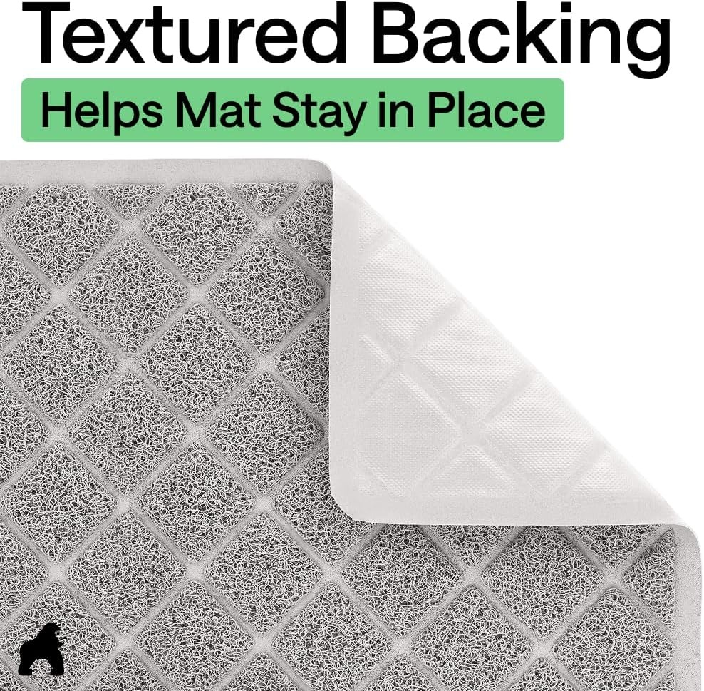 image:imageGORILLA GRIP Cat Litter Box Mat Cushioned Coil Mesh Litter Trapping Mats Scatter Control Supplies for Less Mess Phthalate Free Ultra Deep Catch Grooves Rinse or Vacuum to Clean 24x17 GrayLight Gray