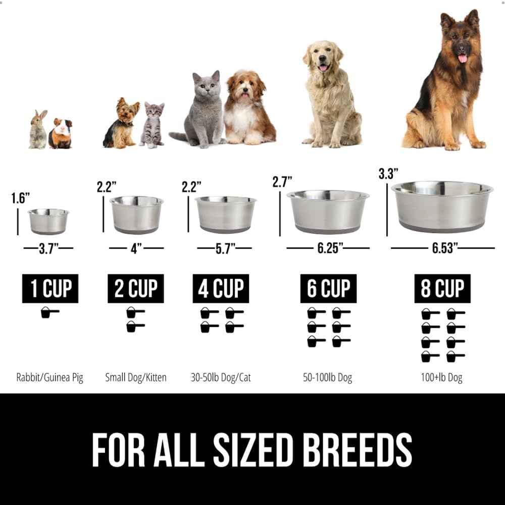 image:imageGORILLA GRIP Dog Bowl Holds 2 Cups 16 fl oz Food Grade 304 Stainless Steel Food and Water Bowl for Feeding Dogs and Cats BPA Free Rubber Base Easy Clean Dishwasher Safe Rust Resistant BlackGray