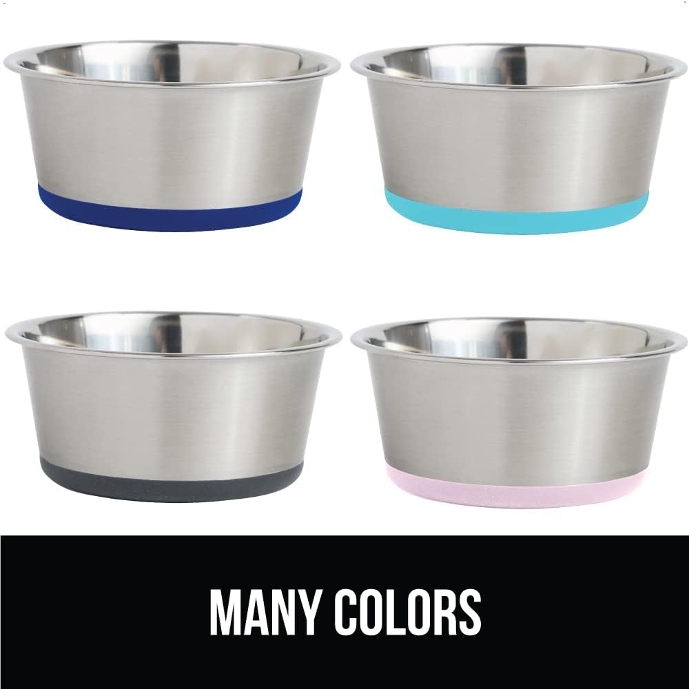 image:imageGORILLA GRIP Dog Bowl Holds 2 Cups 16 fl oz Food Grade 304 Stainless Steel Food and Water Bowl for Feeding Dogs and Cats BPA Free Rubber Base Easy Clean Dishwasher Safe Rust Resistant BlackGray
