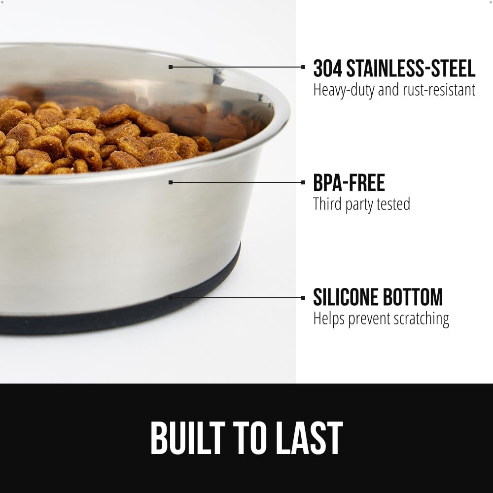 image:imageGORILLA GRIP Dog Bowl Holds 2 Cups 16 fl oz Food Grade 304 Stainless Steel Food and Water Bowl for Feeding Dogs and Cats BPA Free Rubber Base Easy Clean Dishwasher Safe Rust Resistant BlackBlack