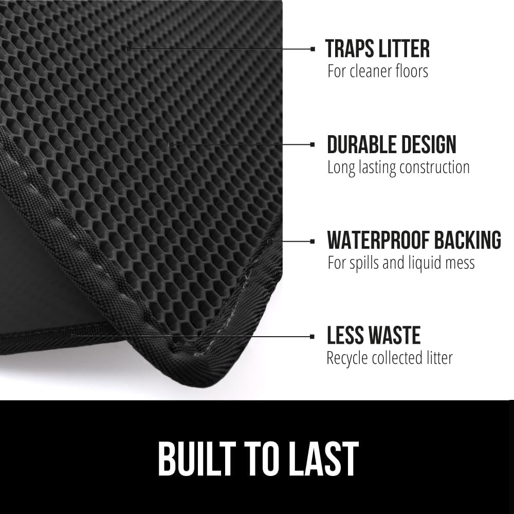 image:imageGORILLA GRIP Honeycomb Cat Litter Box Mat Two Layer Trapping Waste Mats Soft On Paws Litter Box Supplies and Essentials for Indoor Cats Traps Excess Water Resistant for Floors 24x15 GrayBlack