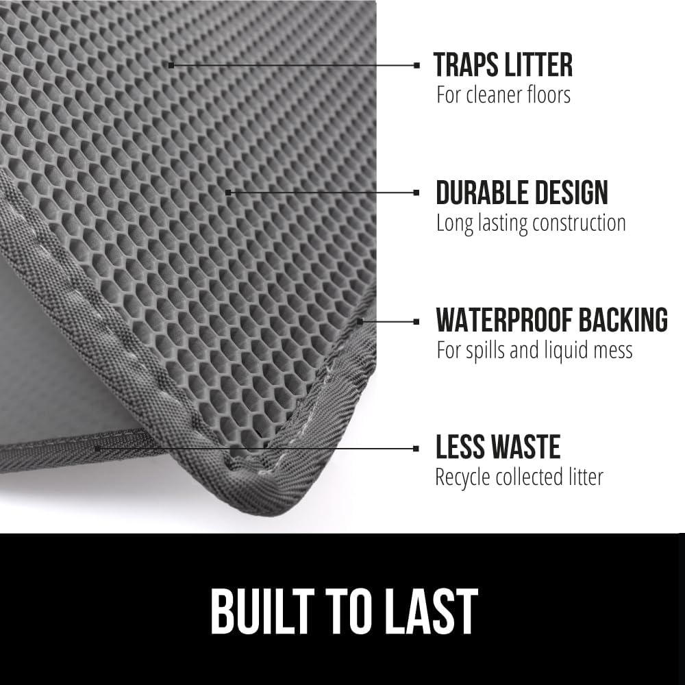 image:imageGORILLA GRIP Honeycomb Cat Litter Box Mat Two Layer Trapping Waste Mats Soft On Paws Litter Box Supplies and Essentials for Indoor Cats Traps Excess Water Resistant for Floors 24x15 GrayGray
