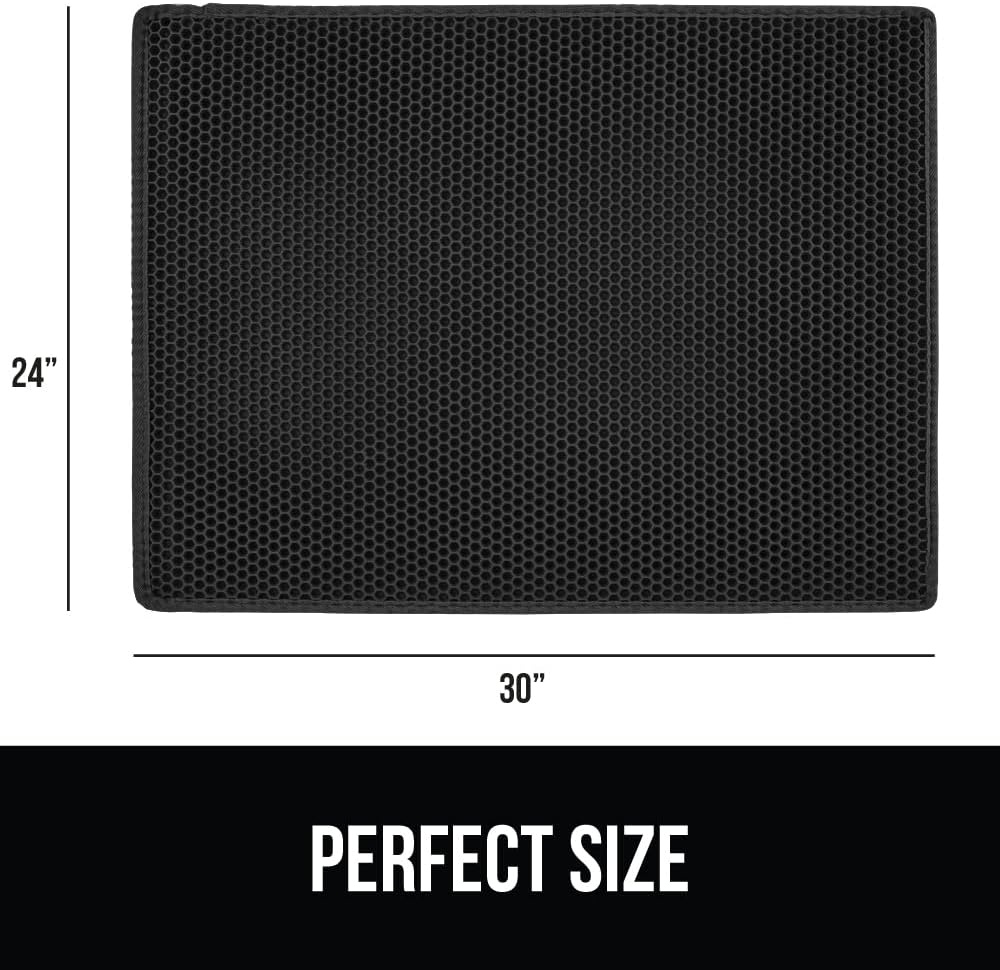 image:imageGORILLA GRIP Honeycomb Cat Litter Box Mat Two Layer Trapping Waste Mats Soft On Paws Litter Box Supplies and Essentials for Indoor Cats Traps Excess Water Resistant for Floors 24x15 GrayBlack