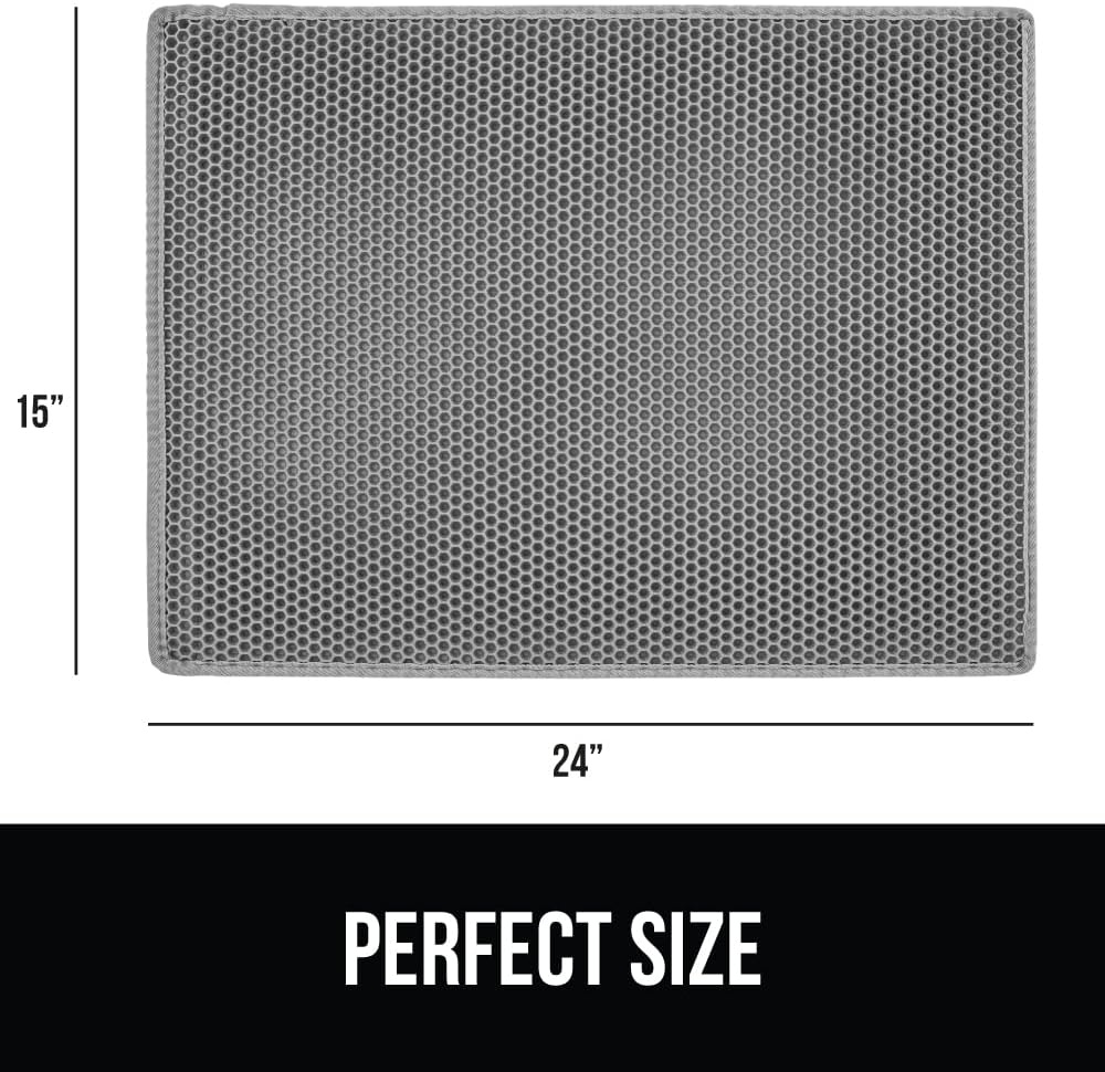 image:imageGORILLA GRIP Honeycomb Cat Litter Box Mat Two Layer Trapping Waste Mats Soft On Paws Litter Box Supplies and Essentials for Indoor Cats Traps Excess Water Resistant for Floors 24x15 GrayGray
