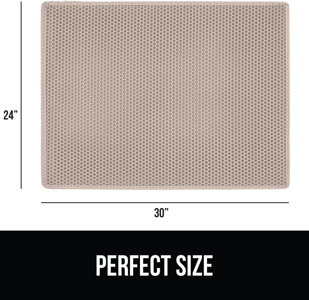image:imageGORILLA GRIP Honeycomb Cat Litter Box Mat Two Layer Trapping Waste Mats Soft On Paws Litter Box Supplies and Essentials for Indoor Cats Traps Excess Water Resistant for Floors 24x15 GrayBeige