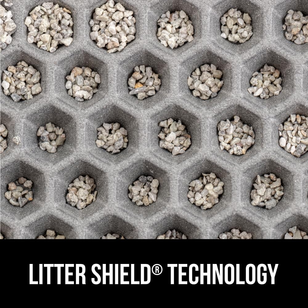 image:imageGORILLA GRIP Honeycomb Cat Litter Box Mat Two Layer Trapping Waste Mats Soft On Paws Litter Box Supplies and Essentials for Indoor Cats Traps Excess Water Resistant for Floors 24x15 GrayGray