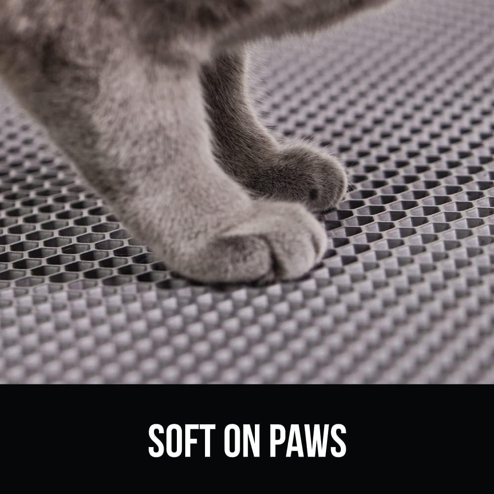 image:imageGORILLA GRIP Honeycomb Cat Litter Box Mat Two Layer Trapping Waste Mats Soft On Paws Litter Box Supplies and Essentials for Indoor Cats Traps Excess Water Resistant for Floors 24x15 GrayGray