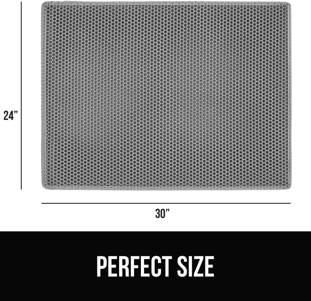 image:imageGORILLA GRIP Honeycomb Cat Litter Box Mat Two Layer Trapping Waste Mats Soft On Paws Litter Box Supplies and Essentials for Indoor Cats Traps Excess Water Resistant for Floors 24x15 GrayGray
