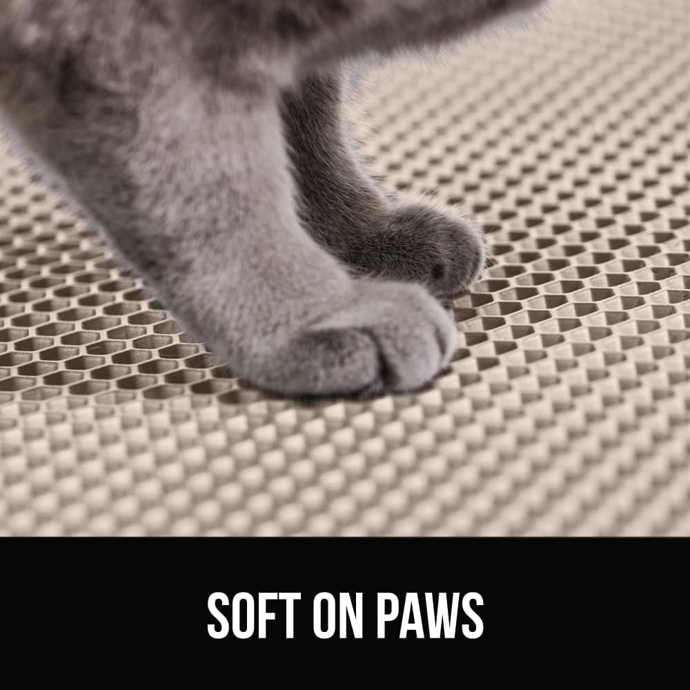 image:imageGORILLA GRIP Honeycomb Cat Litter Box Mat Two Layer Trapping Waste Mats Soft On Paws Litter Box Supplies and Essentials for Indoor Cats Traps Excess Water Resistant for Floors 24x15 GrayBeige