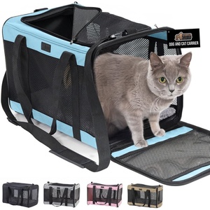 image:imageGORILLA GRIP Cat Carrier Travel Bag Up to 15 Lbs Soft Collapsible Small Dog Carriers Top and Side Entry Breathable Mesh Grip Feet on Underside Cozy Washable Waterproof Pad Portable Kennel PinkBlue