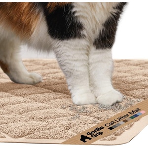 image:imageGORILLA GRIP Cat Litter Box Mat Cushioned Coil Mesh Litter Trapping Mats Scatter Control Supplies for Less Mess Phthalate Free Ultra Deep Catch Grooves Rinse or Vacuum to Clean 24x17 GrayBeige