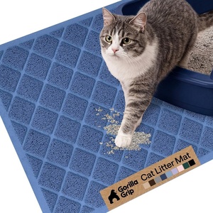 image:imageGORILLA GRIP Cat Litter Box Mat Cushioned Coil Mesh Litter Trapping Mats Scatter Control Supplies for Less Mess Phthalate Free Ultra Deep Catch Grooves Rinse or Vacuum to Clean 24x17 GrayNavy