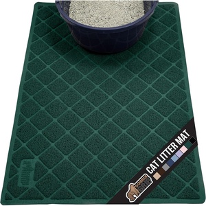 image:imageGORILLA GRIP Cat Litter Box Mat Cushioned Coil Mesh Litter Trapping Mats Scatter Control Supplies for Less Mess Phthalate Free Ultra Deep Catch Grooves Rinse or Vacuum to Clean 24x17 GrayHunter Green