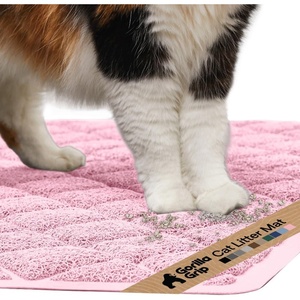 image:imageGORILLA GRIP Cat Litter Box Mat Cushioned Coil Mesh Litter Trapping Mats Scatter Control Supplies for Less Mess Phthalate Free Ultra Deep Catch Grooves Rinse or Vacuum to Clean 24x17 GrayLight Pink