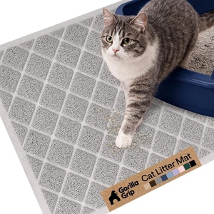 image:imageGORILLA GRIP Cat Litter Box Mat Cushioned Coil Mesh Litter Trapping Mats Scatter Control Supplies for Less Mess Phthalate Free Ultra Deep Catch Grooves Rinse or Vacuum to Clean 24x17 GrayLight Gray
