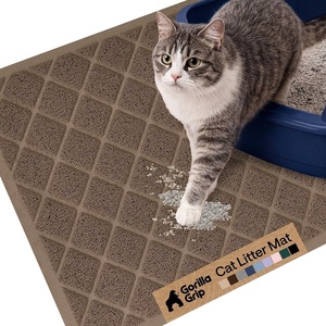 image:imageGORILLA GRIP Cat Litter Box Mat Cushioned Coil Mesh Litter Trapping Mats Scatter Control Supplies for Less Mess Phthalate Free Ultra Deep Catch Grooves Rinse or Vacuum to Clean 24x17 GrayBrown
