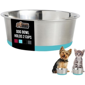 image:imageGORILLA GRIP Dog Bowl Holds 2 Cups 16 fl oz Food Grade 304 Stainless Steel Food and Water Bowl for Feeding Dogs and Cats BPA Free Rubber Base Easy Clean Dishwasher Safe Rust Resistant BlackTurquoise
