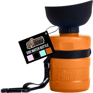 image:imageGORILLA GRIP Dog Water Bottle Portable Water Bowl Dispenser for Dogs 12 oz Leak Proof Pet Travel Squeeze Bottles Food Grade Silicone Pet Stocking to Go Puppy Essentials BlackOrange
