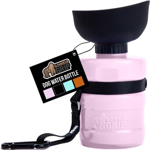 image:imageGORILLA GRIP Dog Water Bottle Portable Water Bowl Dispenser for Dogs 12 oz Leak Proof Pet Travel Squeeze Bottles Food Grade Silicone Pet Stocking to Go Puppy Essentials BlackPink