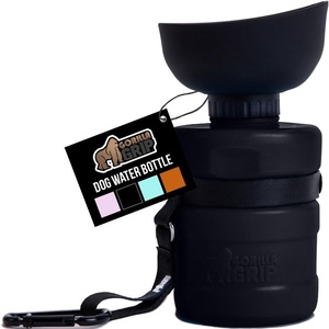 image:imageGORILLA GRIP Dog Water Bottle Portable Water Bowl Dispenser for Dogs 12 oz Leak Proof Pet Travel Squeeze Bottles Food Grade Silicone Pet Stocking to Go Puppy Essentials BlackBlack