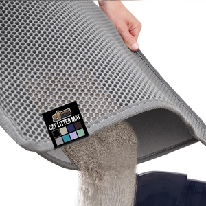 image:imageGORILLA GRIP Honeycomb Cat Litter Box Mat Two Layer Trapping Waste Mats Soft On Paws Litter Box Supplies and Essentials for Indoor Cats Traps Excess Water Resistant for Floors 24x15 GrayGray