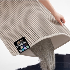 image:imageGORILLA GRIP Honeycomb Cat Litter Box Mat Two Layer Trapping Waste Mats Soft On Paws Litter Box Supplies and Essentials for Indoor Cats Traps Excess Water Resistant for Floors 24x15 GrayBeige