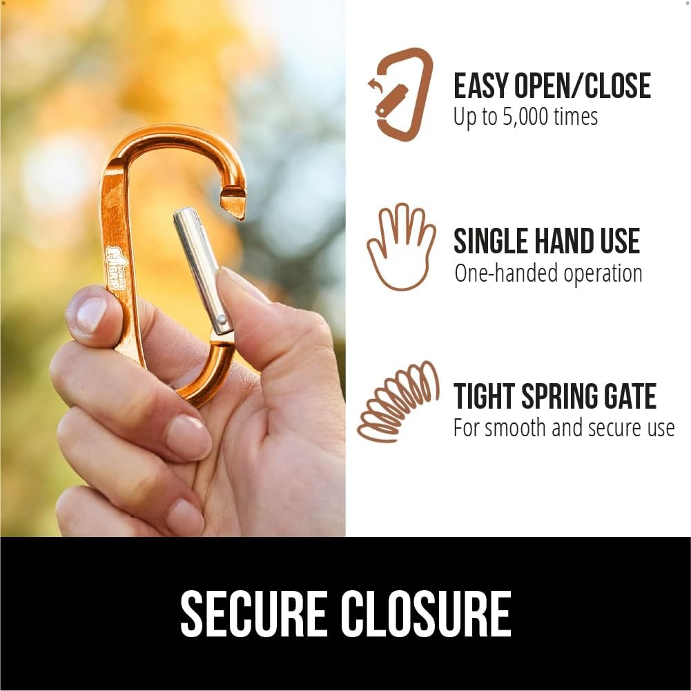 image:imageGORILLA GRIP Carabiner Clip 3 D Ring Heavy Duty Aluminum Key Holder Clips Hold 170lbs Rust ScratchResistant Camping Essentials Hiking Gear Tactical Backpacking KeychainsBlackSilverTurquoise