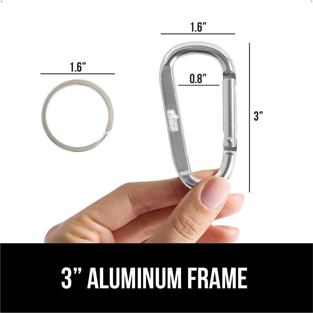 image:imageGORILLA GRIP Carabiner Clip 3 D Ring Heavy Duty Aluminum Key Holder Clips Hold 170lbs Rust ScratchResistant Camping Essentials Hiking Gear Tactical Backpacking KeychainsOrangeBlueHunter Green