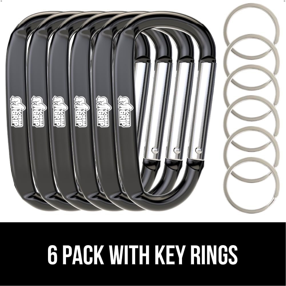 image:imageGORILLA GRIP Carabiner Clip 3 D Ring Heavy Duty Aluminum Key Holder Clips Hold 170lbs Rust ScratchResistant Camping Essentials Hiking Gear Tactical Backpacking KeychainsOrangeBlueHunter Green