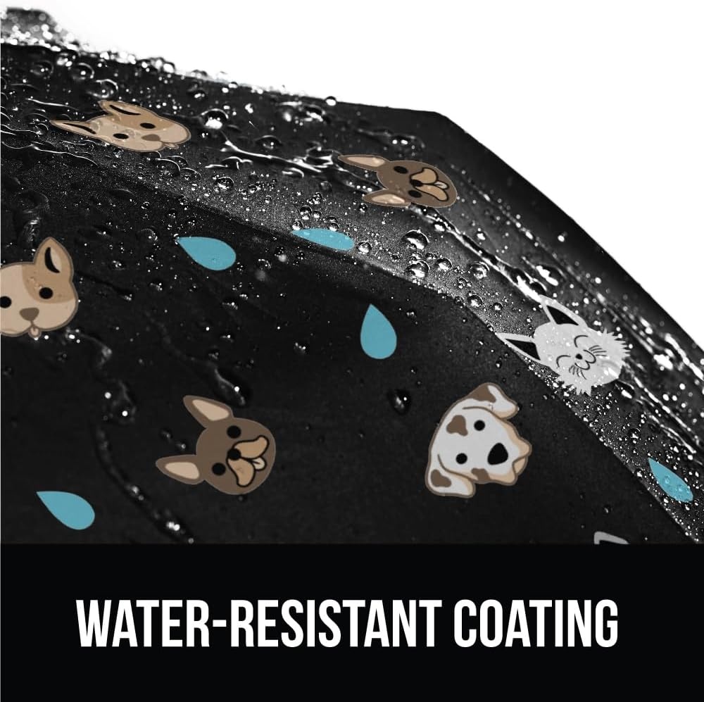 image:imageGORILLA GRIP Compact Travel Size Umbrella for Rain Sleek Design Fits Backpack Purse and Carry On Lightweight Under 1lb One Click Open and Close Wind Resistant Durable Waterproof Quick Dry BlackCats Dogs