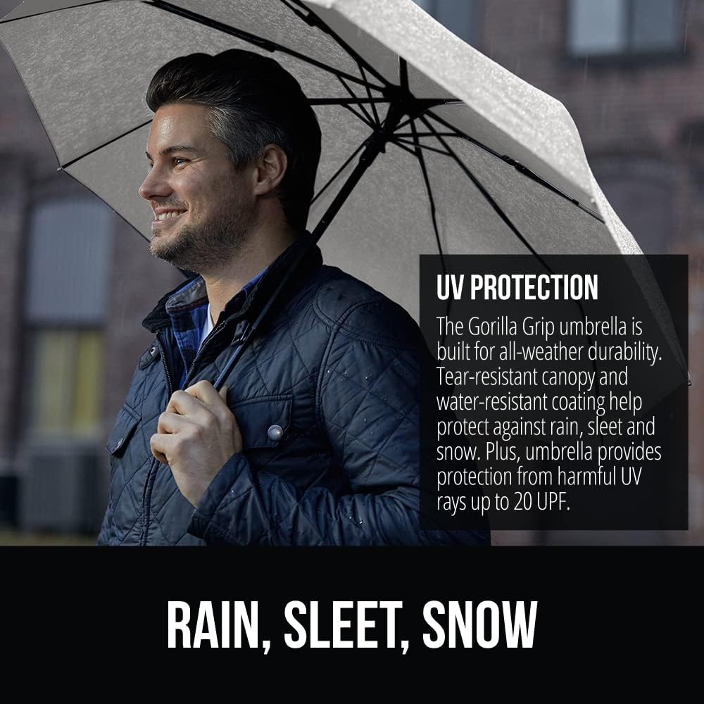 image:imageGORILLA GRIP Compact Travel Size Umbrella for Rain Sleek Design Fits Backpack Purse and Carry On Lightweight Under 1lb One Click Open and Close Wind Resistant Durable Waterproof Quick Dry BlackGray