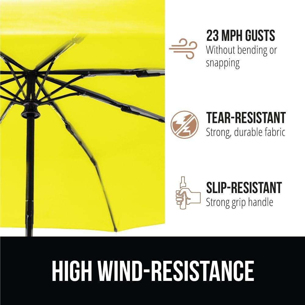 image:imageGORILLA GRIP Compact Travel Size Umbrella for Rain Sleek Design Fits Backpack Purse and Carry On Lightweight Under 1lb One Click Open and Close Wind Resistant Durable Waterproof Quick Dry BlackYellow