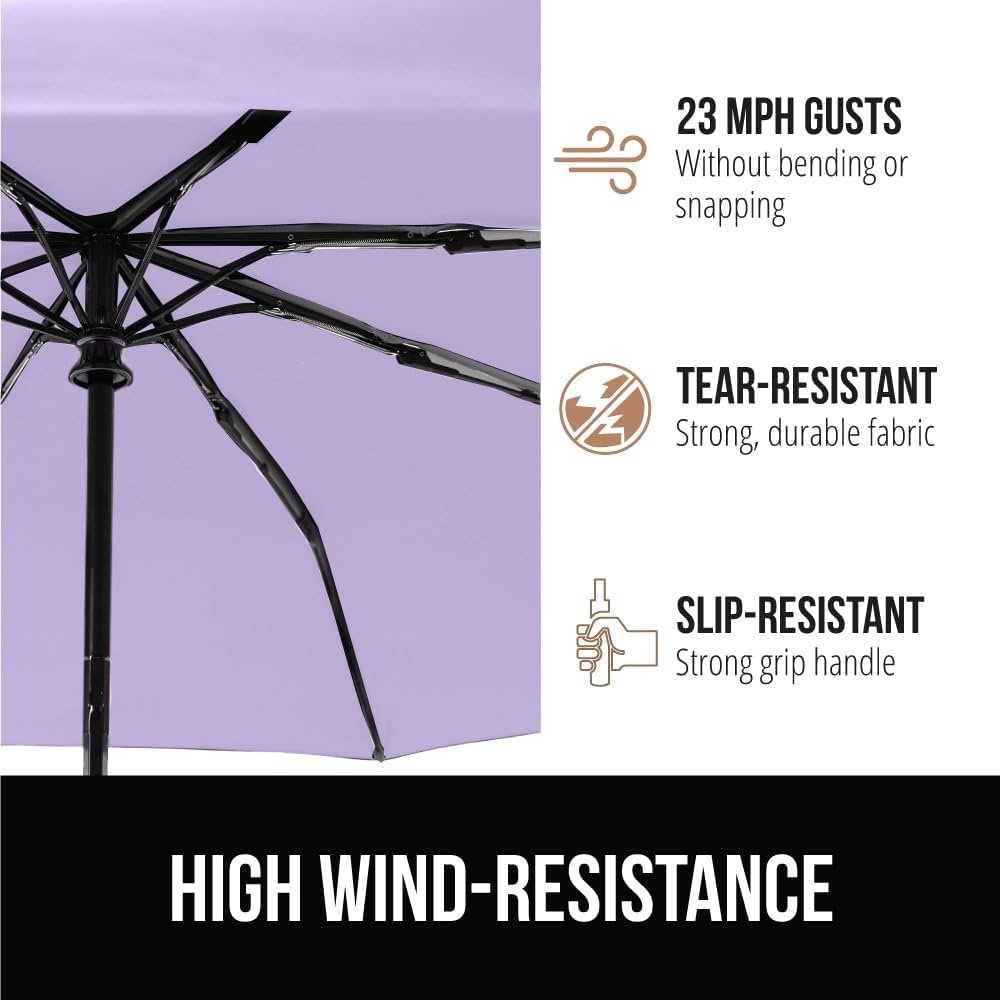 image:imageGORILLA GRIP Compact Travel Size Umbrella for Rain Sleek Design Fits Backpack Purse and Carry On Lightweight Under 1lb One Click Open and Close Wind Resistant Durable Waterproof Quick Dry BlackPurple