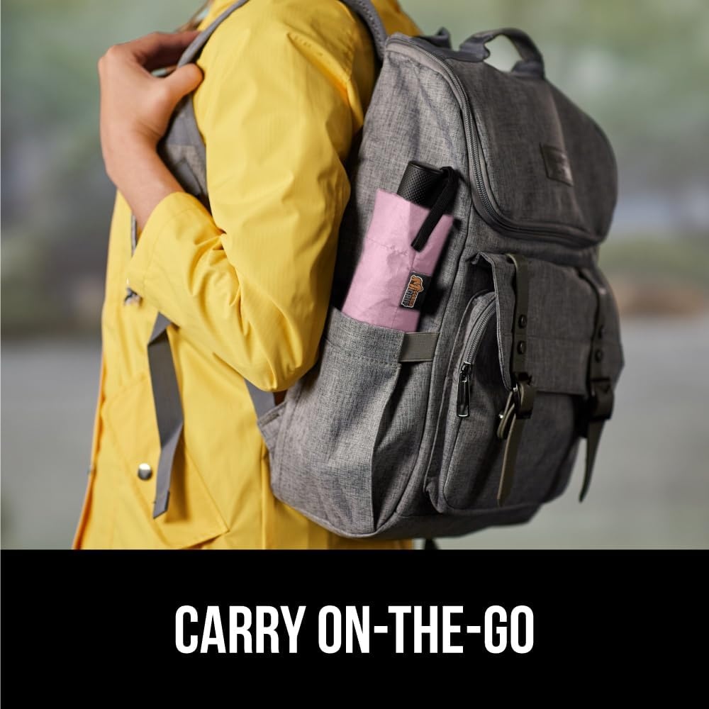 image:imageGORILLA GRIP Compact Travel Size Umbrella for Rain Sleek Design Fits Backpack Purse and Carry On Lightweight Under 1lb One Click Open and Close Wind Resistant Durable Waterproof Quick Dry BlackPink