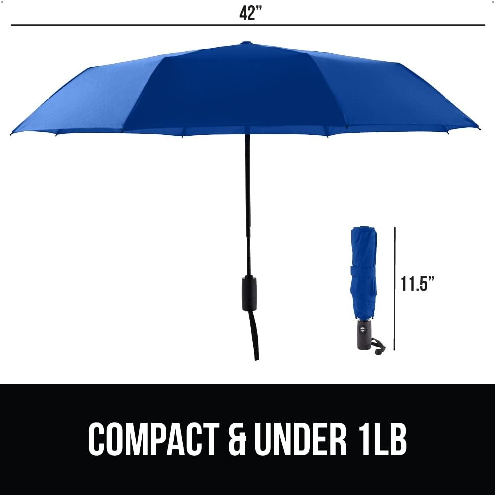 image:imageGORILLA GRIP Compact Travel Size Umbrella for Rain Sleek Design Fits Backpack Purse and Carry On Lightweight Under 1lb One Click Open and Close Wind Resistant Durable Waterproof Quick Dry BlackNavy