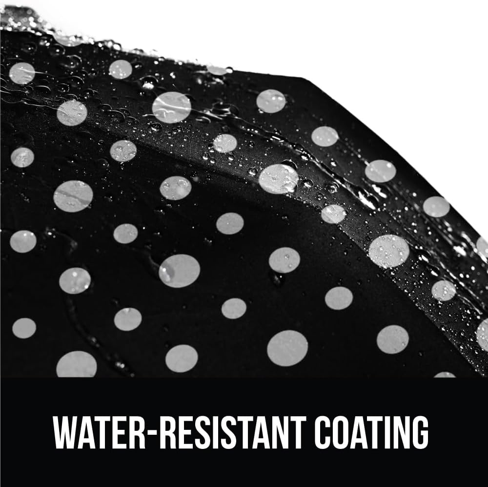 image:imageGORILLA GRIP Compact Travel Size Umbrella for Rain Sleek Design Fits Backpack Purse and Carry On Lightweight Under 1lb One Click Open and Close Wind Resistant Durable Waterproof Quick Dry BlackPolka Dots