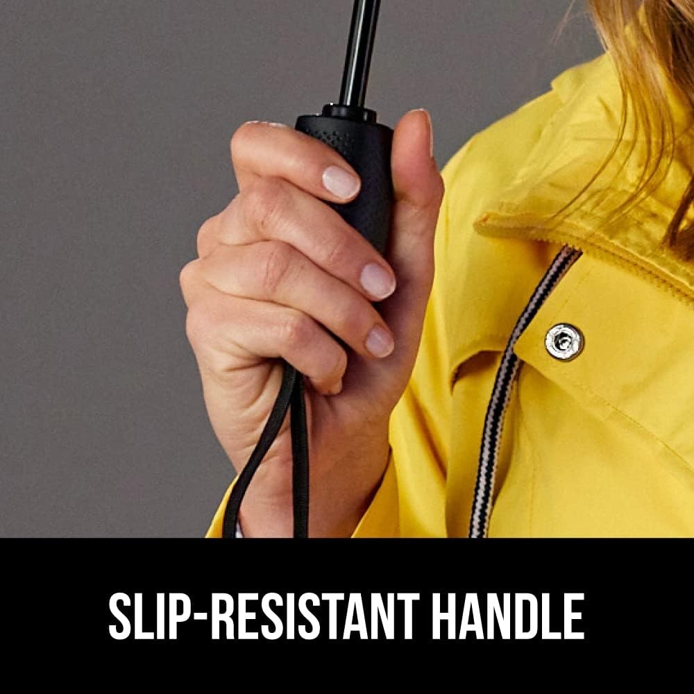 image:imageGORILLA GRIP Compact Travel Size Umbrella for Rain Sleek Design Fits Backpack Purse and Carry On Lightweight Under 1lb One Click Open and Close Wind Resistant Durable Waterproof Quick Dry BlackGray Black