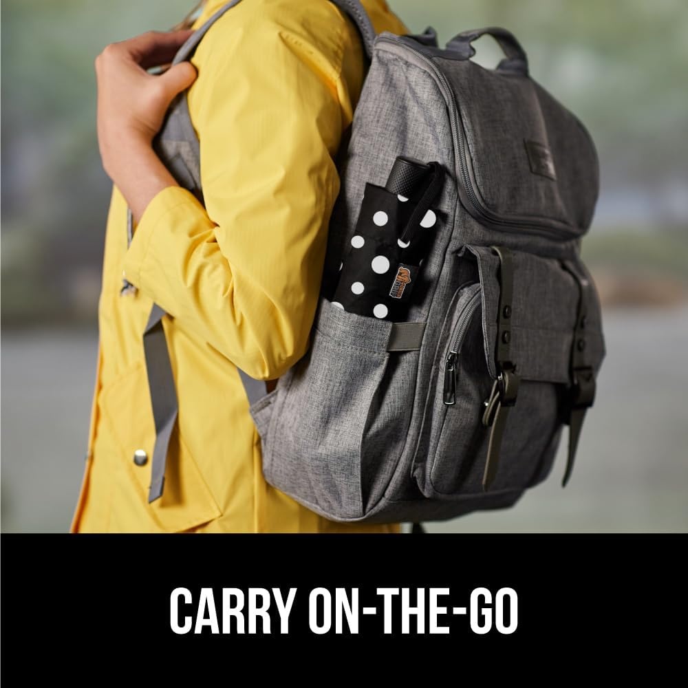 image:imageGORILLA GRIP Compact Travel Size Umbrella for Rain Sleek Design Fits Backpack Purse and Carry On Lightweight Under 1lb One Click Open and Close Wind Resistant Durable Waterproof Quick Dry BlackPolka Dots