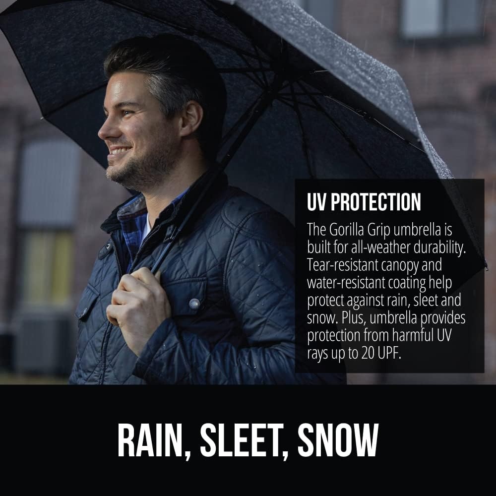 image:imageGORILLA GRIP Compact Travel Size Umbrella for Rain Sleek Design Fits Backpack Purse and Carry On Lightweight Under 1lb One Click Open and Close Wind Resistant Durable Waterproof Quick Dry BlackNavy Black