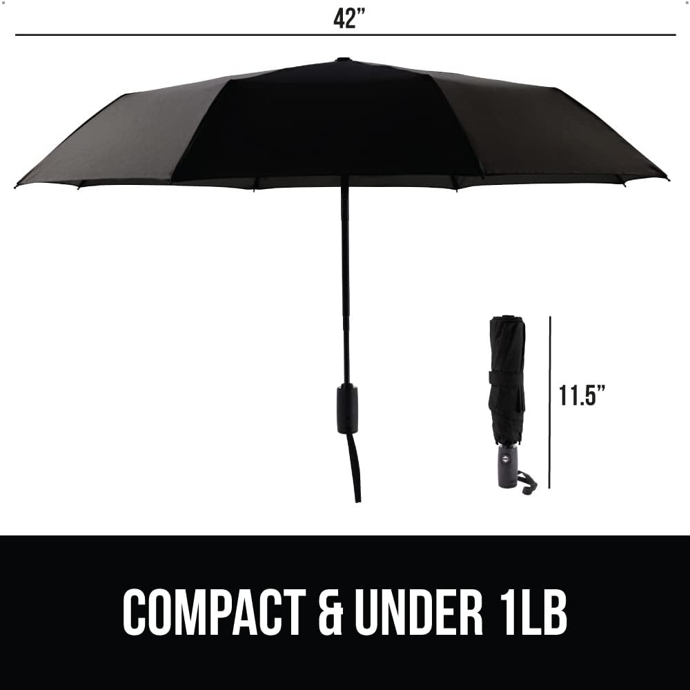 image:imageGORILLA GRIP Compact Travel Size Umbrella for Rain Sleek Design Fits Backpack Purse and Carry On Lightweight Under 1lb One Click Open and Close Wind Resistant Durable Waterproof Quick Dry BlackBlack